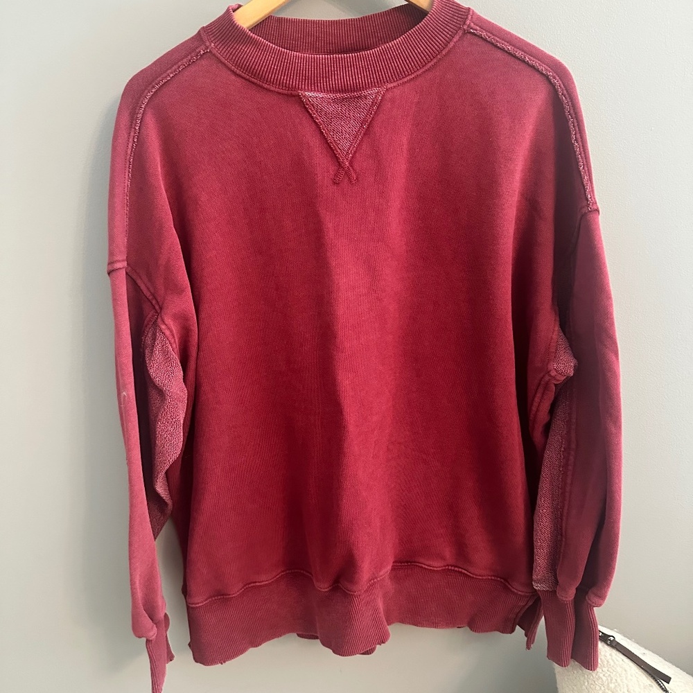 Aerie crew sweater red